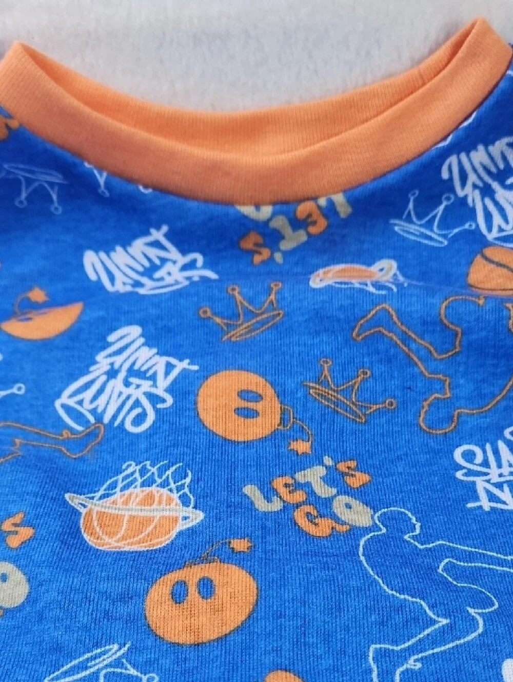 Highland Originals Boys 2pc. Blue & Orange Basketball Pajama Set